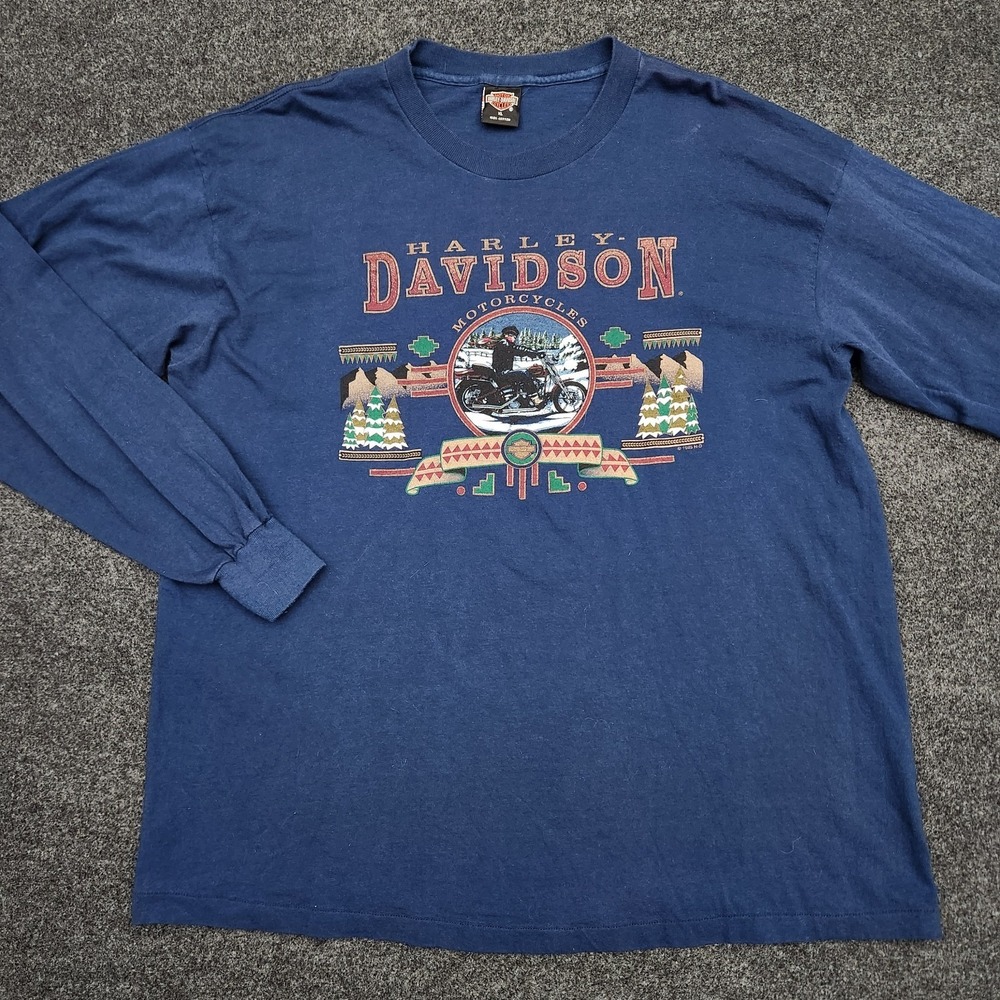 Vintage Harley Davidson XL Savannah GA Long Sleeve Shirt USA Biker Graphic Print